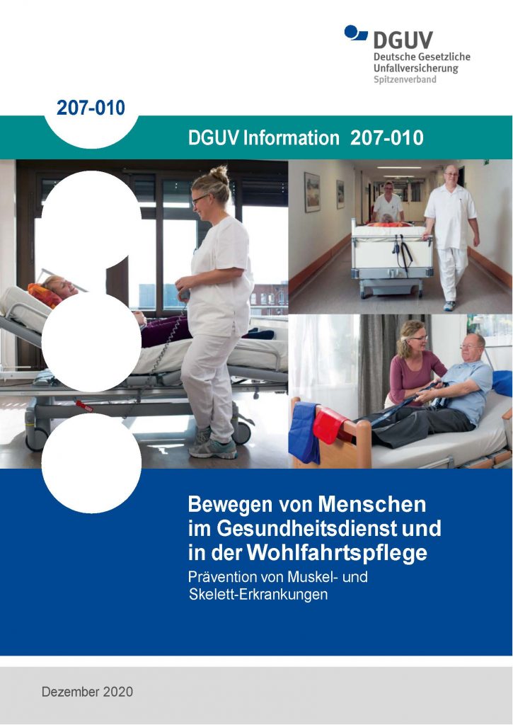 Bild Titelseite DGUV Information Bewegen von Menschen im Gesundheitsdienst_S10_201218